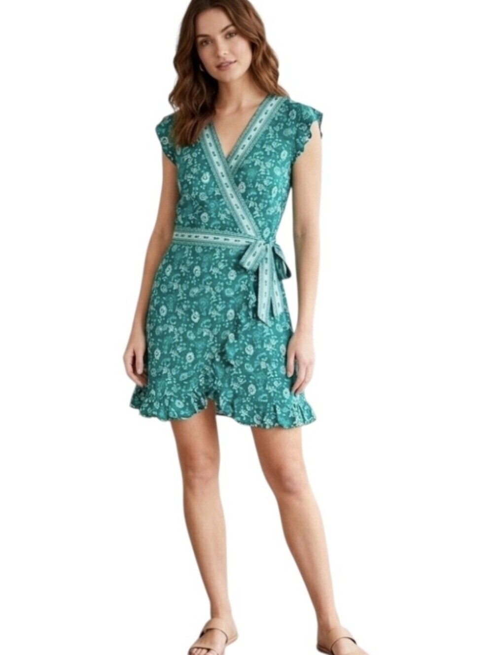 Loft Vneck Ruffle Wrap Dress